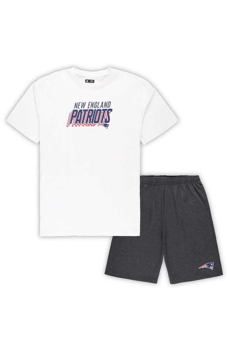 CONCEPTS SPORT Men's Concepts Sport White/Charcoal New England Patriots Big & Tall T-Shirt and Shorts Set, Main, color, White