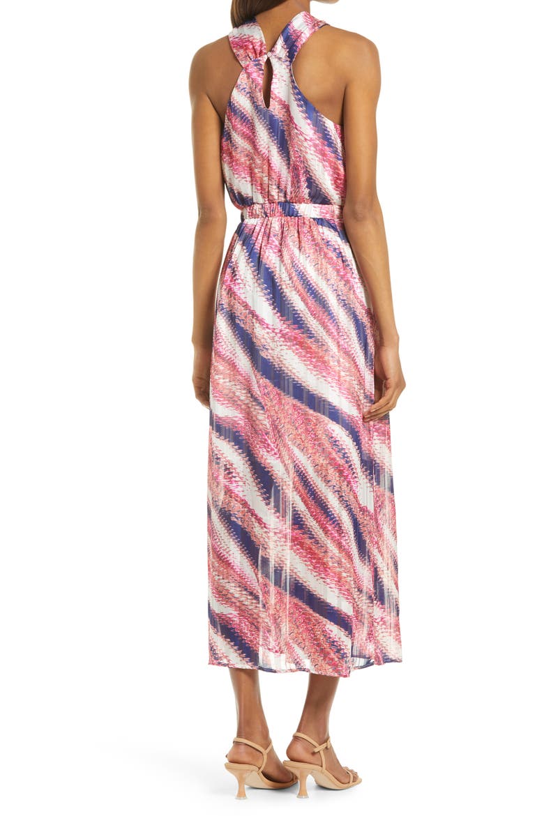 Halter Chiffon Maxi Dress, Alternate, color, PINK- PURPLE ABSTRACT STP