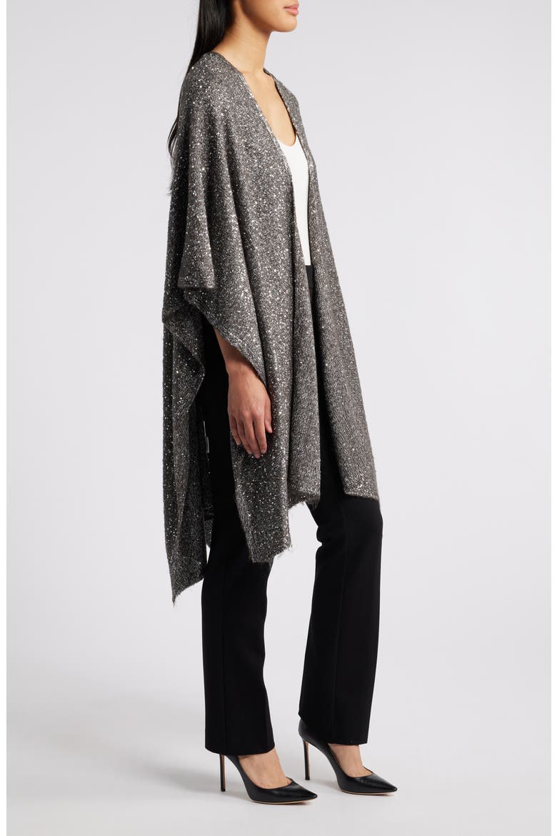 Sequin Cardigan, Alternate, color, DARK HEATHER GREY/ SILVER