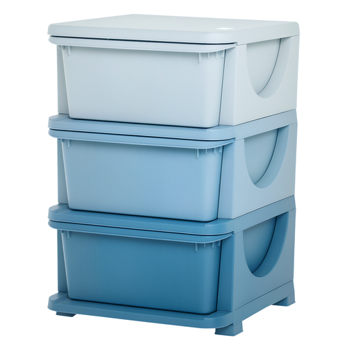Qaba 4-tier Kids Storage Unit With Drawers In Blue