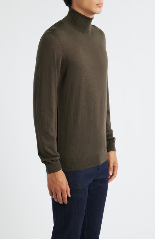 Hugo Boss Mock-neck Sweater In Structured Cotton And Virgin Wool In Brown