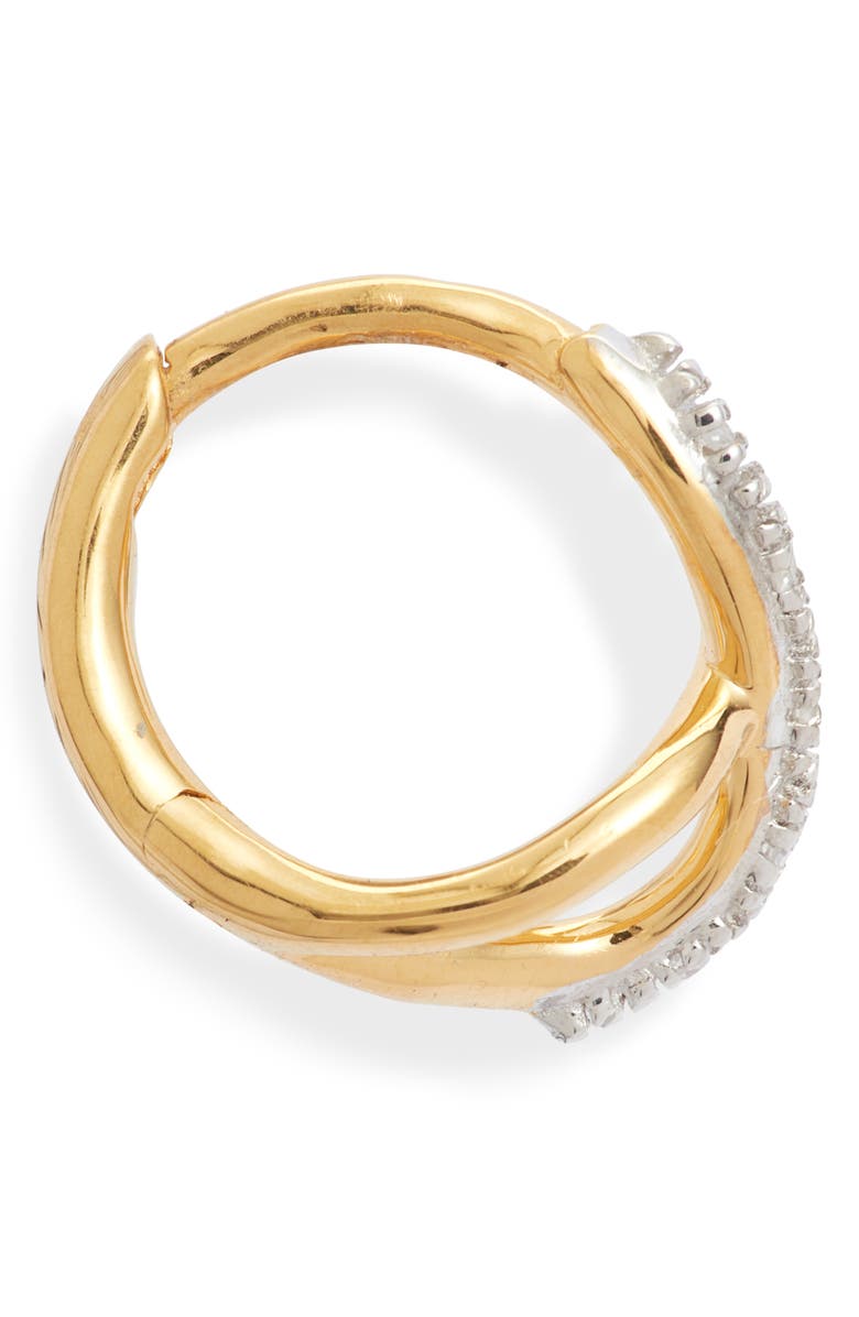 Monica Vinader Riva Cross Diamond Huggie Hoop Earrings, Alternate, color, 18Ct Gold Vermeil/St Silver