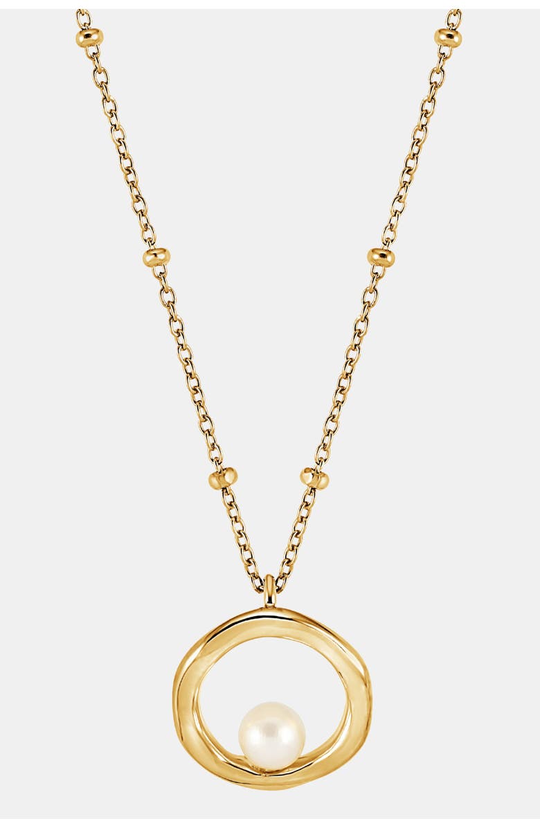 Dower & Hall Open Circle & White Pearl Waterfall Pendant, Main, color, Yellow Gold Vermeil
