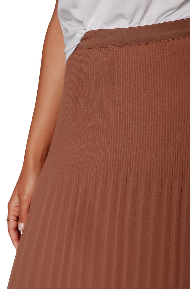 Meant to Be Pleated Midi Skirt, Alternate, color, MUD BATH BROWN