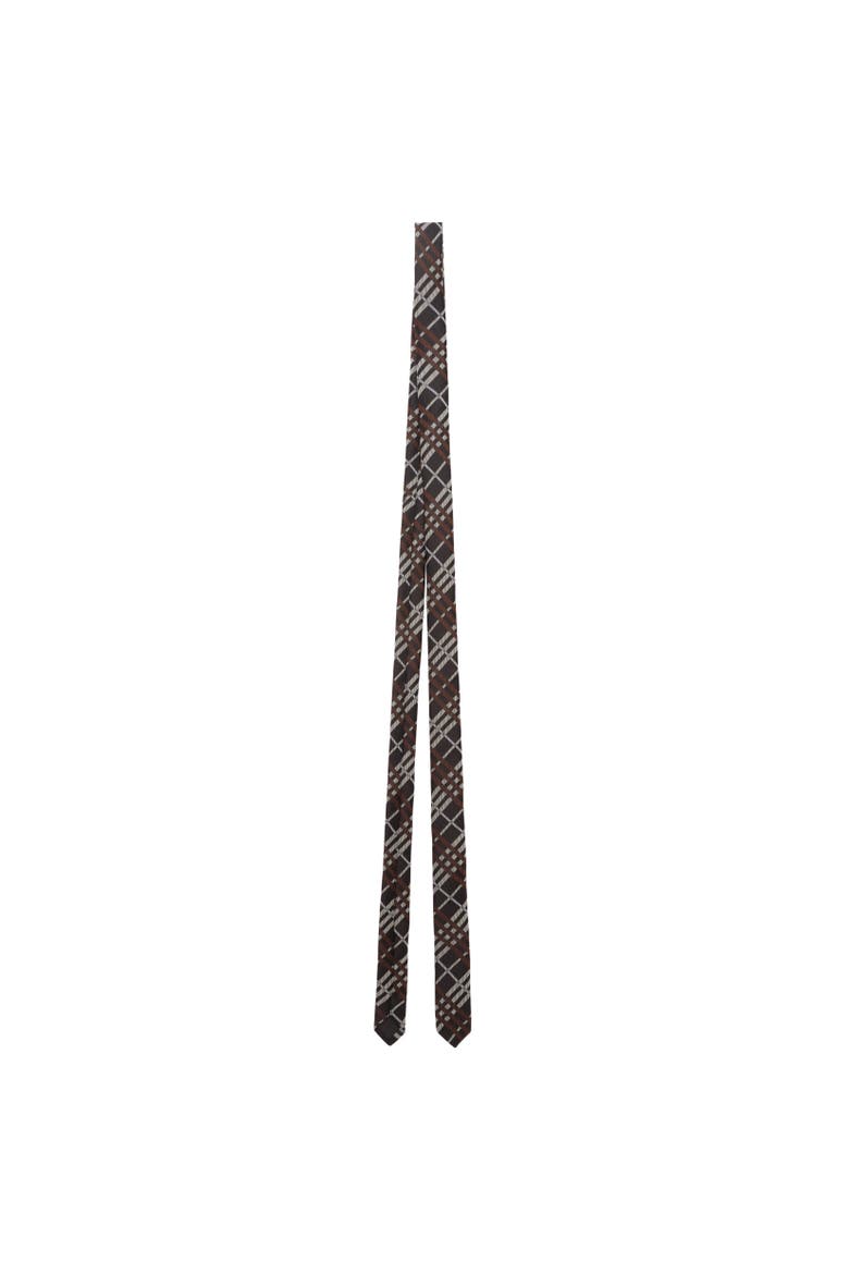 Skinny Check Silk Tie, Alternate, color, Sandstone beige