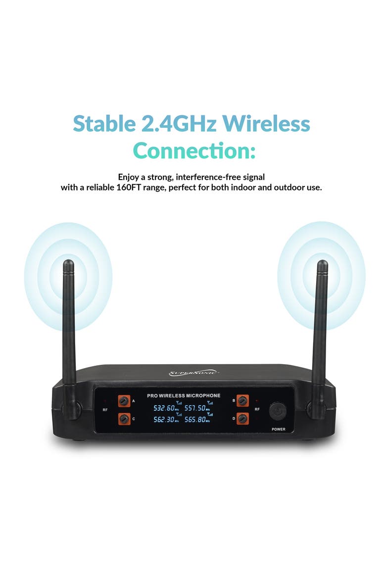 2.4G 4 Channel Wireless Microphone System, Alternate, color, Black