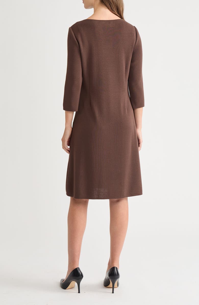 Ming Wang Botanical Appliqué Knit Shift Dress, Alternate, color, Dark Umber/ Black