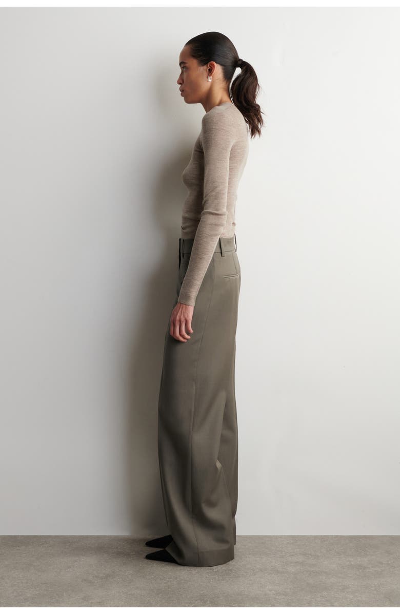 COS Tailored Wool-twill Bootcut Trousers, Alternate, color, Taupe
