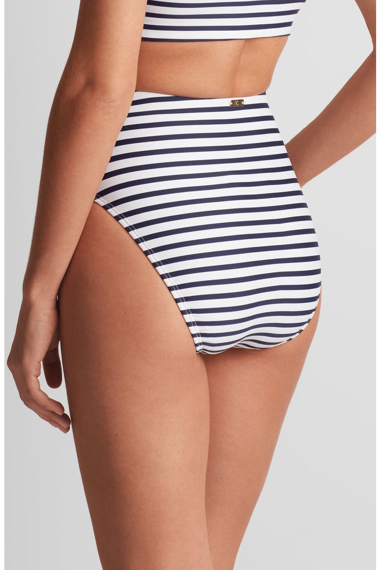 Modern High Waist Bikini Bottoms, Alternate, color, NAVY WHITE