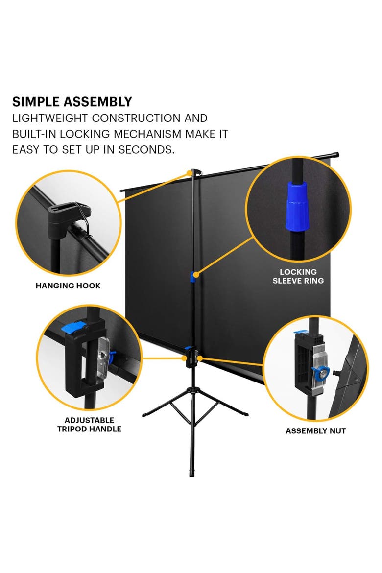 80 Projector Screen with Stand, Portable 169 Projector Screen with Tripod Stand & Bag, Alternate, color, Black