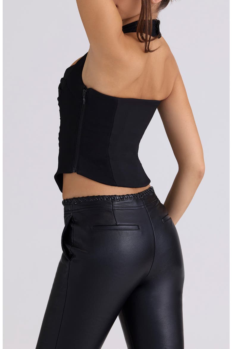 Sahar Crepe Corset Top, Alternate, color, BLACK