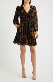 Eliza J V-Neck Balloon Sleeve Minidress