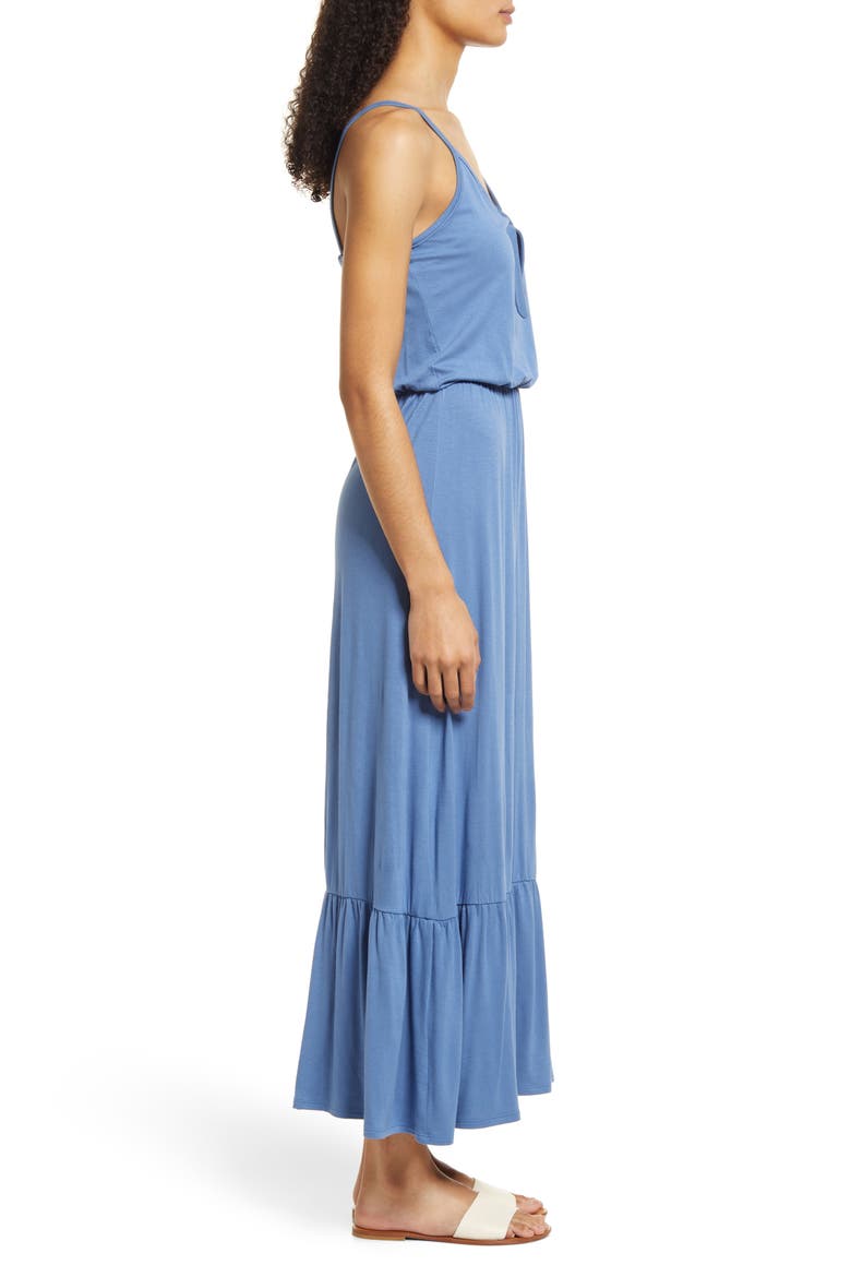 Tie Front Maxi Sundress, Alternate, color, DENIM