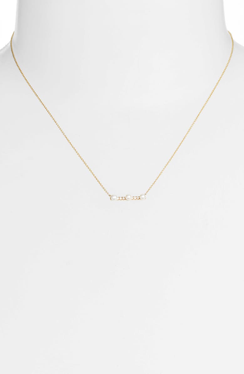 Dana Rebecca Designs Pearl Ivy Diamond & Pearl Bar Pendant Necklace, Alternate, color,