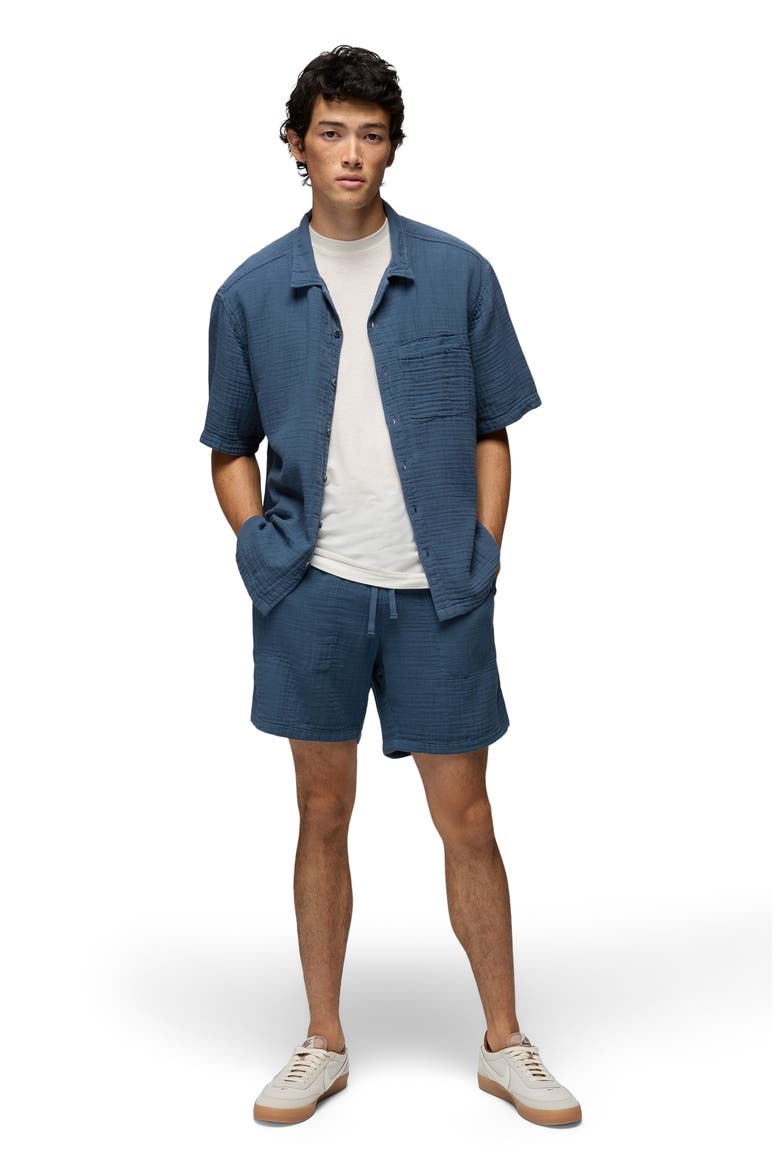 Hideaways Organic Cotton Drawstring Shorts, Alternate, color, BLUFF BLUE