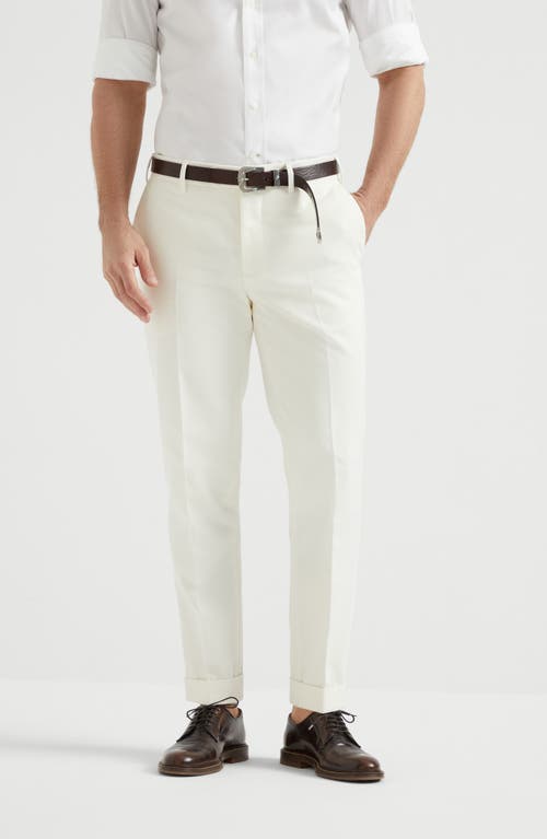 Brunello Cucinelli Cotton-virgin Wool Gabardine Italian Trousers In Panama