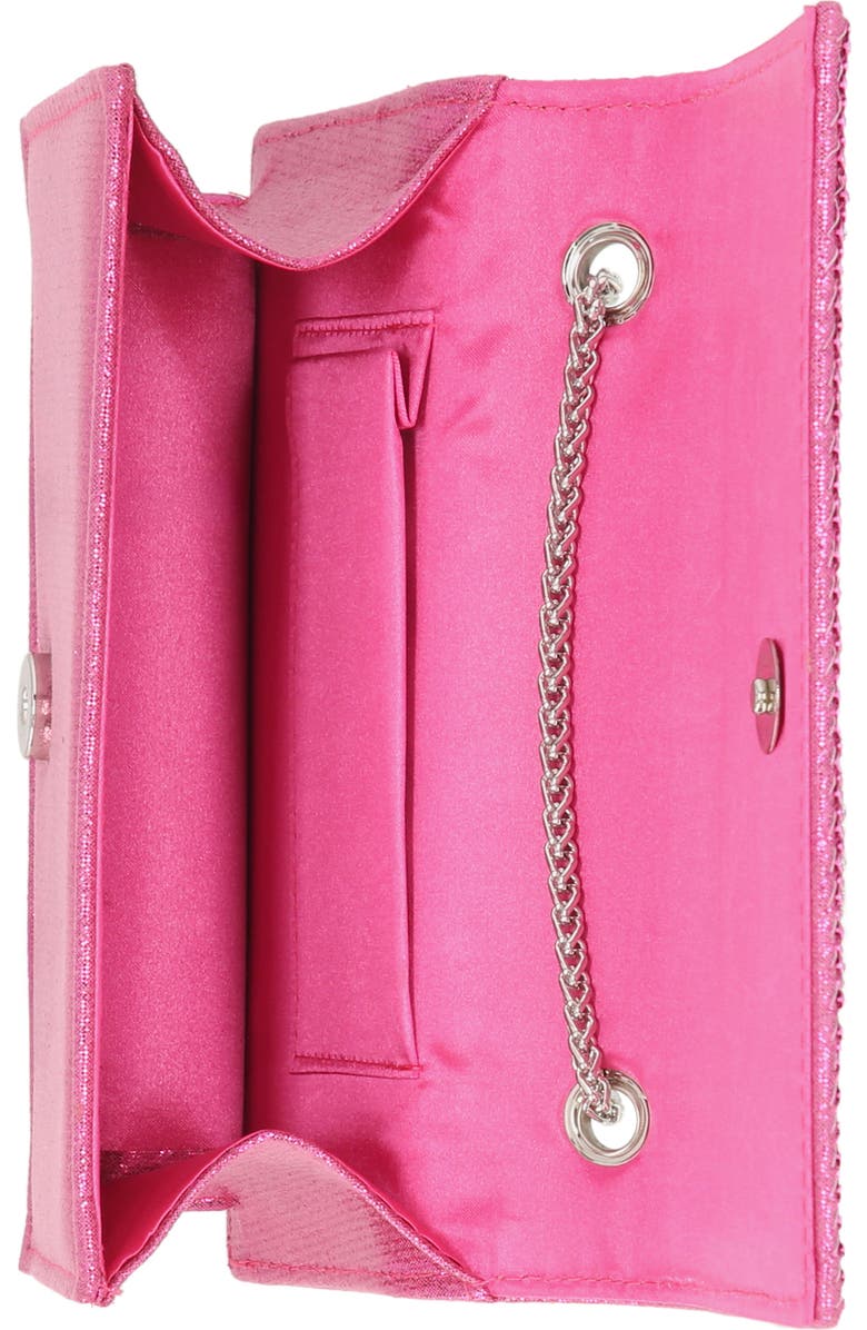Jessica McClintock Adria Embellished Faux Leather Clutch, Alternate, color, Fuschia