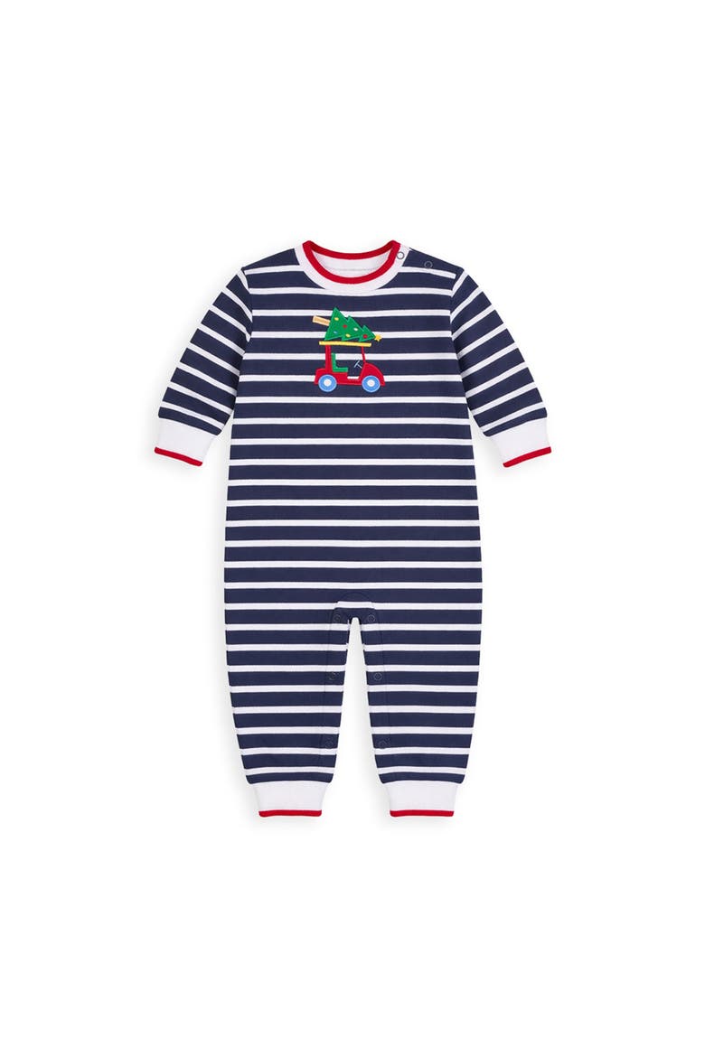 Stripe Knit Longall with Golf Cart & Christmas Tree, Main, color, Blue & White Stripe