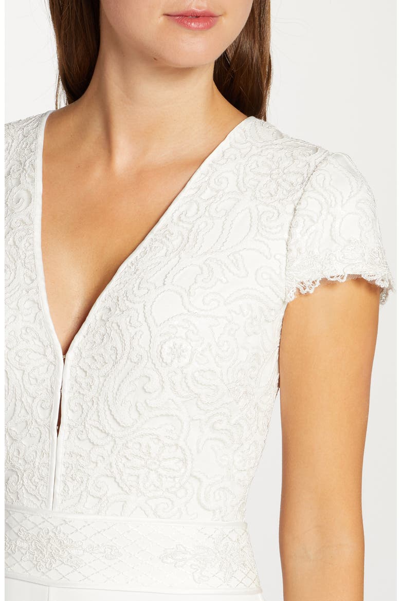Lace Bodice Wide Leg Wedding Jumpsuit, Alternate, color, IVORY