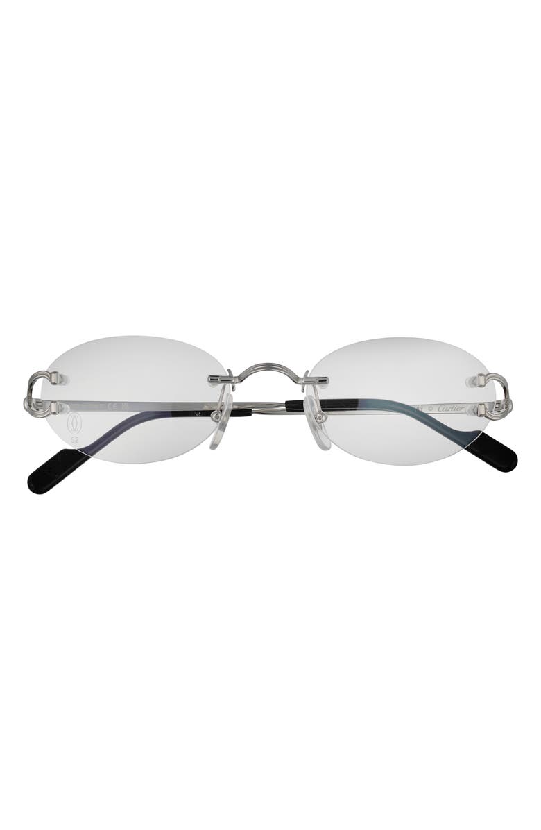 Cartier 52mm Oval Optical Glasses, Main, color, Silver