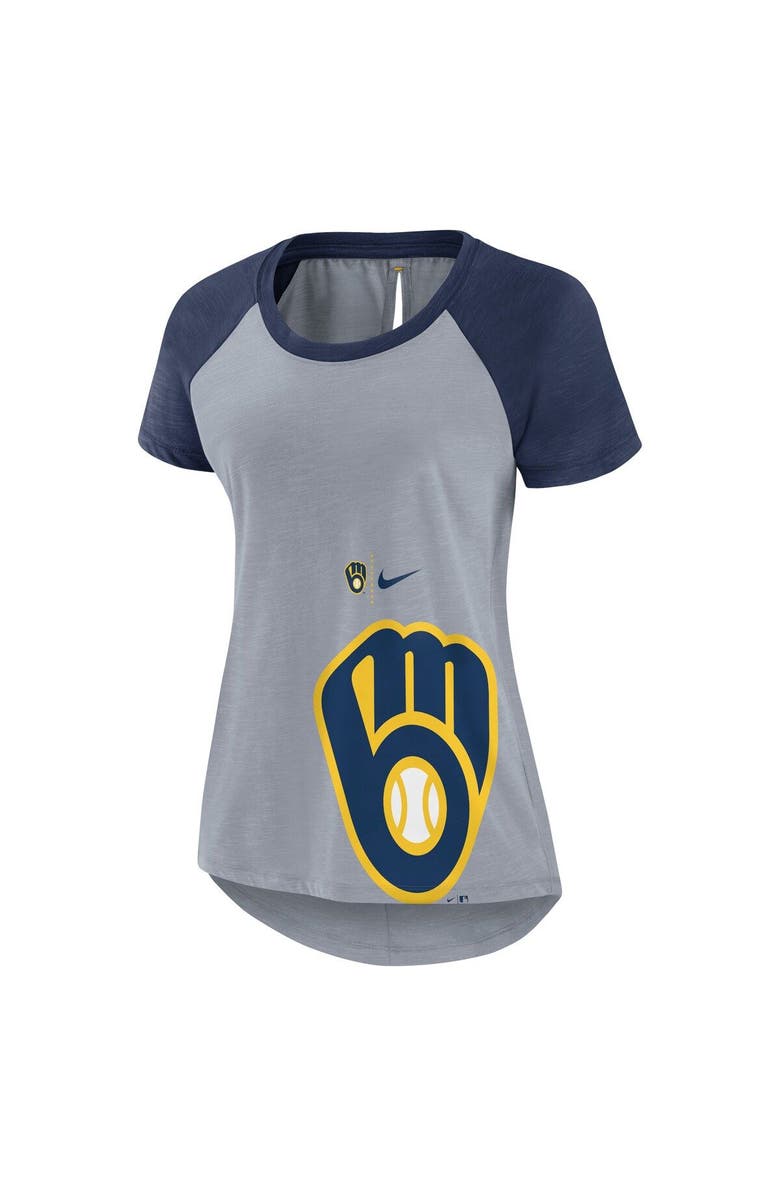 Nike Women's Nike Heather Gray Milwaukee Brewers Summer Breeze Raglan Fashion T-Shirt, Alternate, color, 