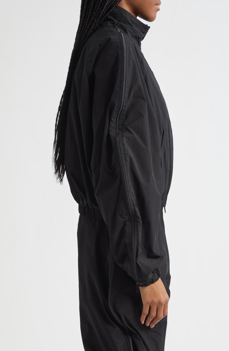 Alexander Wang Zip Sleeve Oversize Crop Track Jacket, Alternate, color, Black