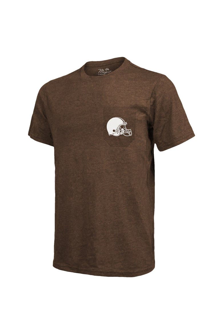 Cleveland Browns Majestic Threads Tri-Blend Pocket T-Shirt - Brown, Alternate, color, Brown