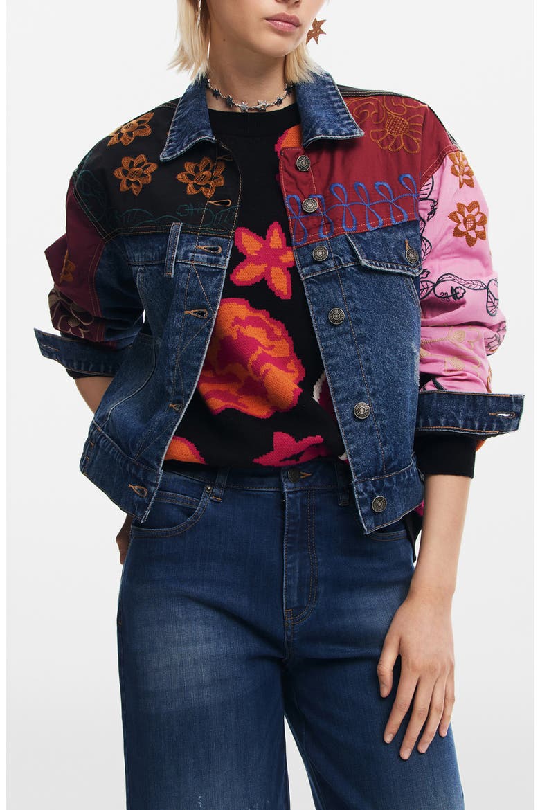 Madrid Patchwork Denim Jacket, Main, color, BLUE