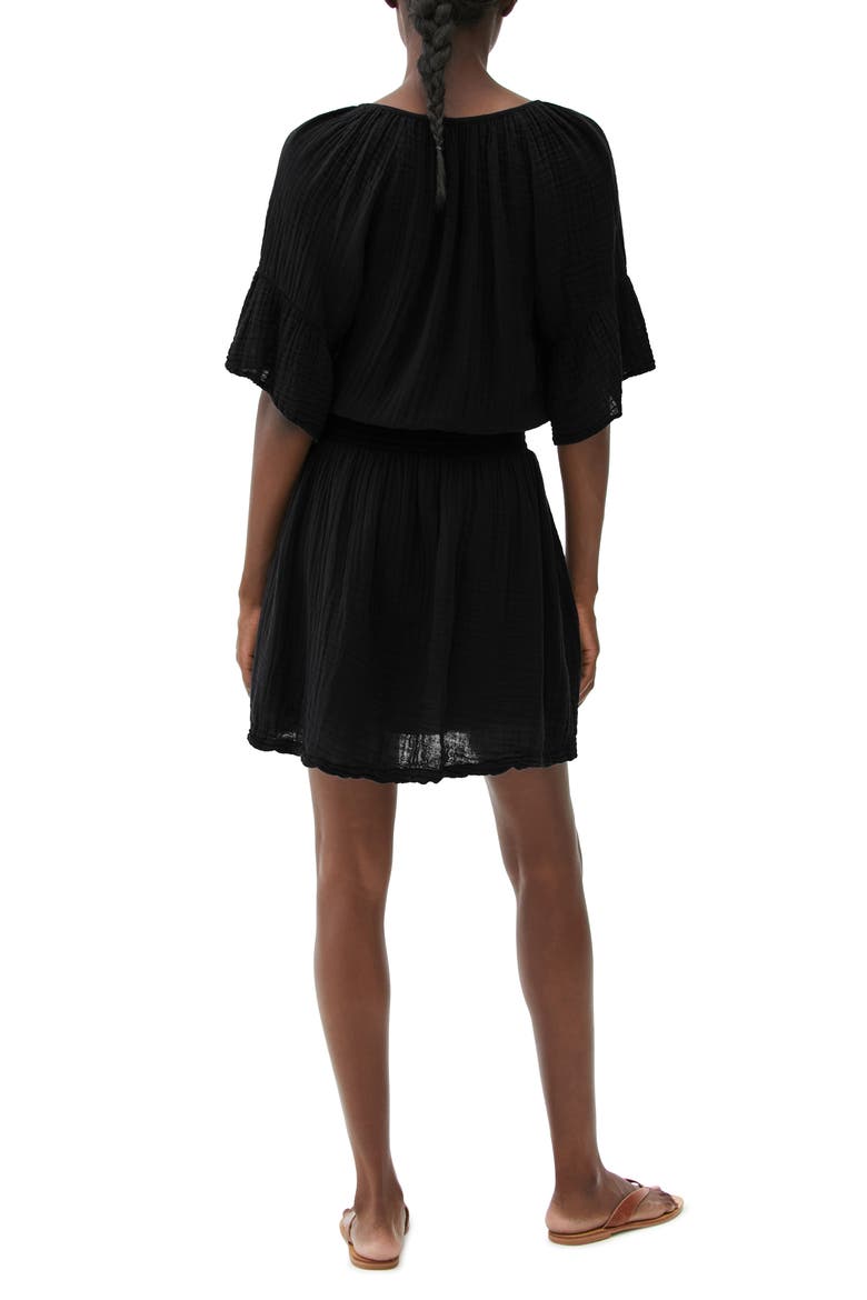 Katelyn Smocked Waist Peasant Dress, Alternate, color, BLACK