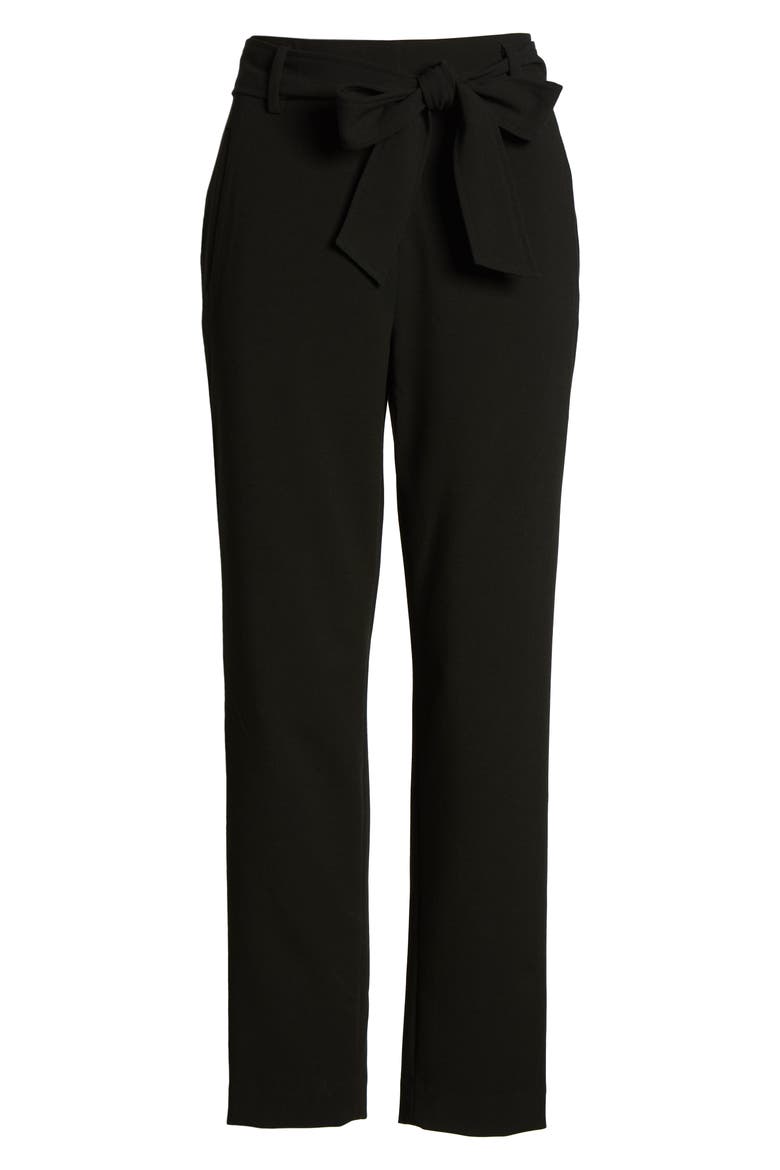 Tie Waist Twill Pants, Alternate, color, BLACK