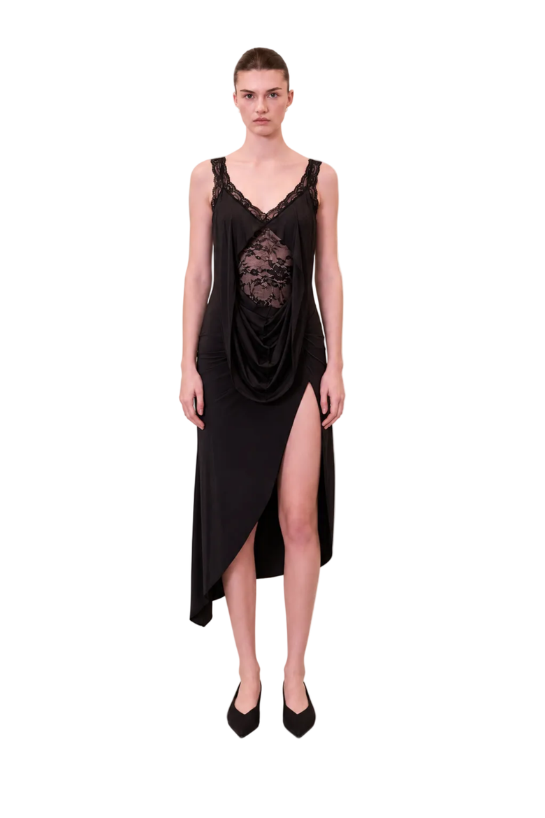 Daydreamers Sleeveless Lace Detail Dress, Alternate, color, BLACK