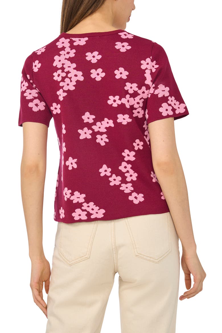 Flower Jacquard Sweater, Alternate, color, BURGUNDY WINE