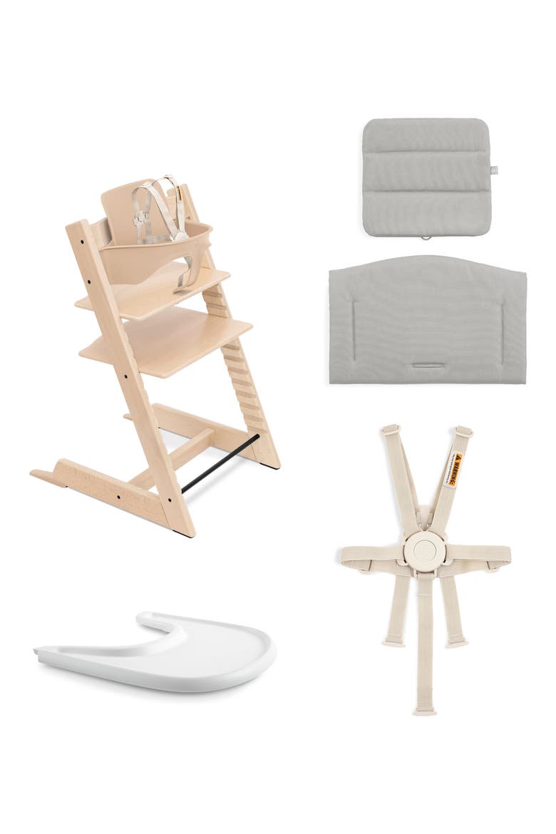 Tripp Trapp® Highchair², Cushion & Stokke® Tray, Alternate, color, NATURAL W/ WHITE