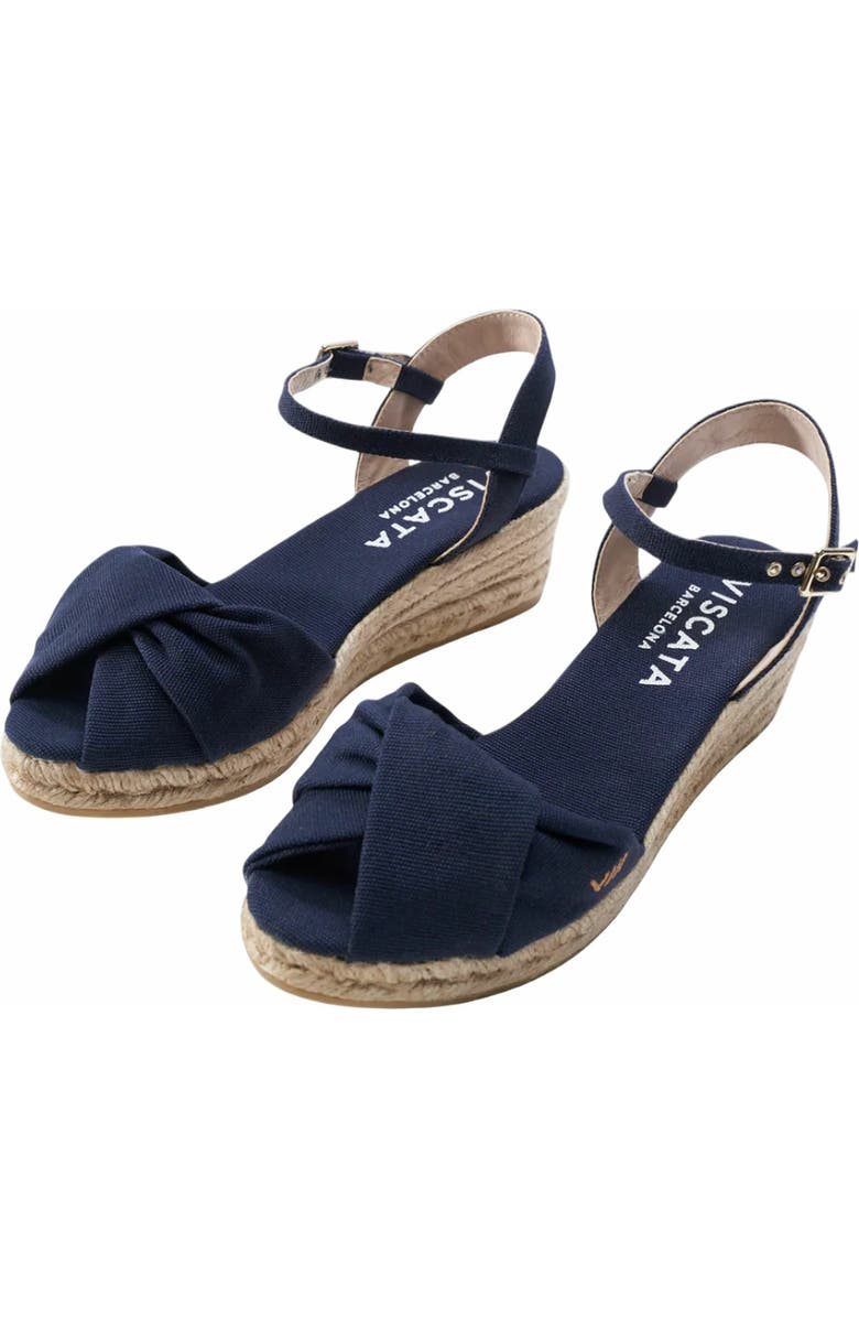 VISCATA Farella Canvas Espadrille Sandal Wedges, Alternate, color, Navy Blue