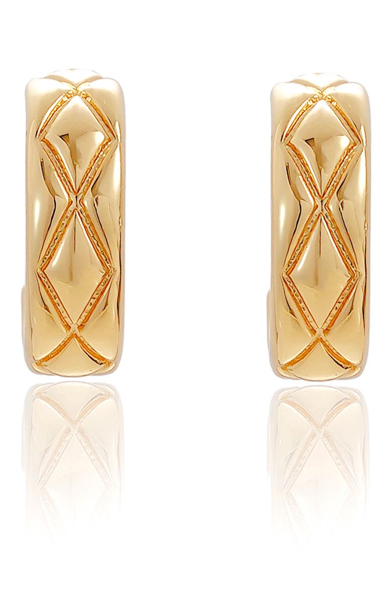 Quilted Hoop Earrings, Alternate, color, GOLD