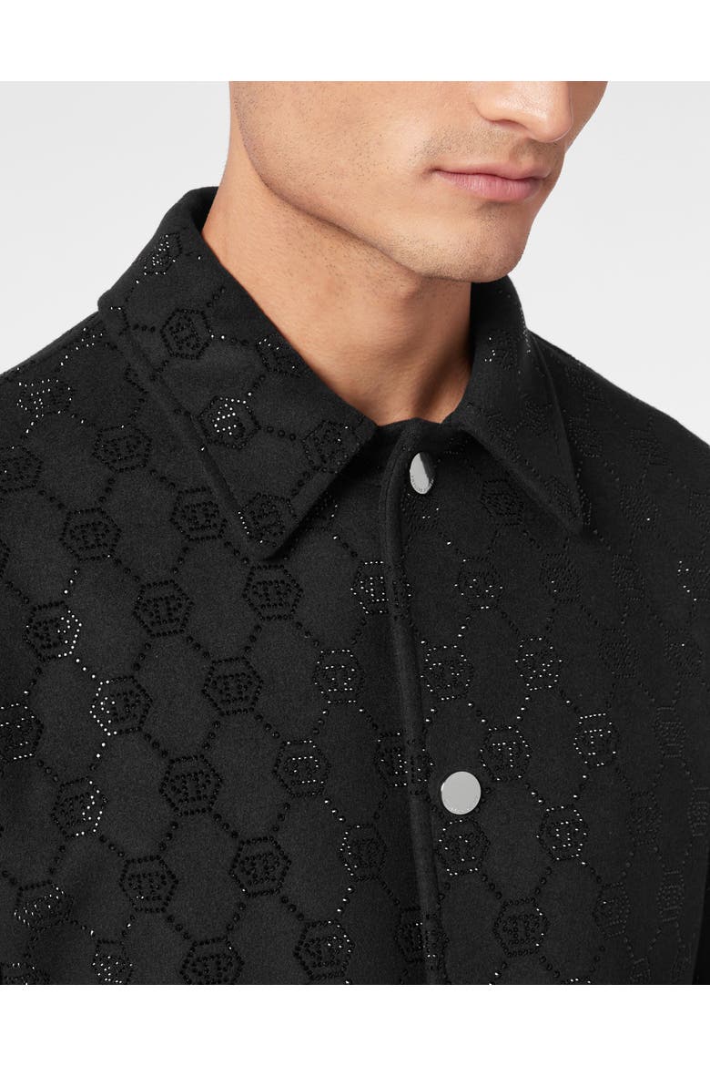 Wool Bomber Ls Monogram Men, Alternate, color, black/black