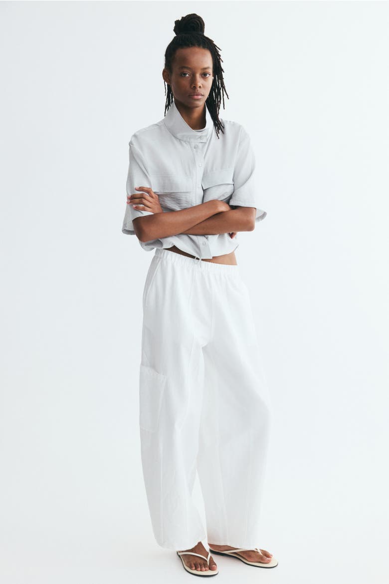 Stand-Up-Collar Cargo Shirt, Alternate, color, Light gray