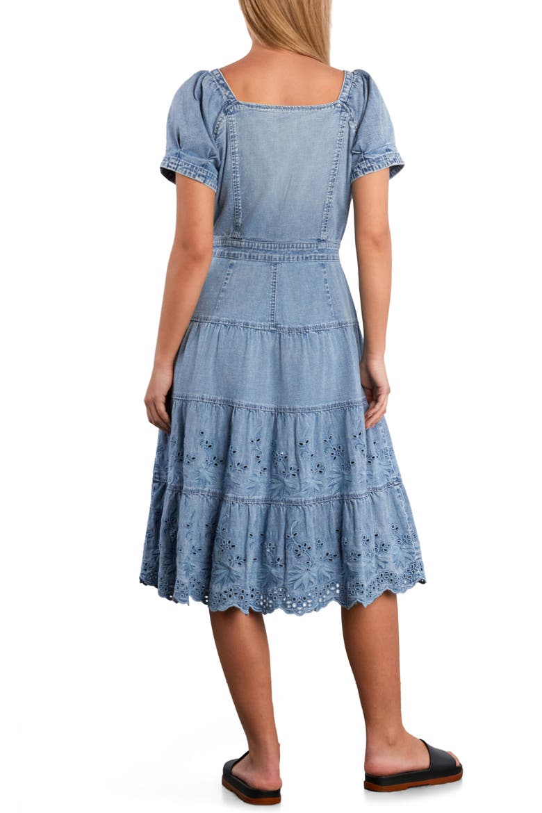 Ruby Eyelet Tiered Denim Midi Dress, Alternate, color, DENIM DREAM