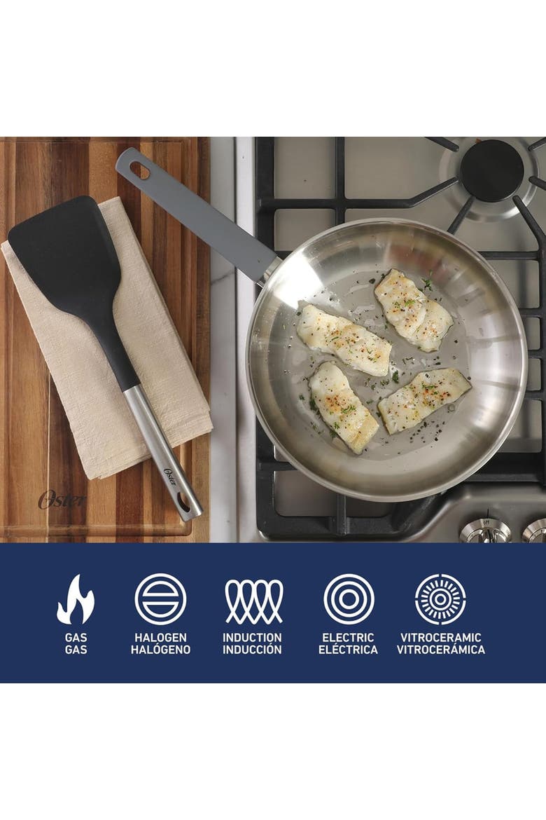 10 Inch Stainless Steel Frying Pan w/ Soft-Touch Handle, Alternate, color, Silver