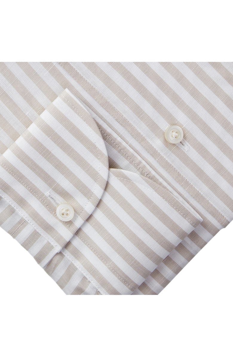 Emanuel Berg Sartorial Stripe Cotton & Linen Dress Shirt, Alternate, color, Light Pastel Brown