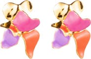 Sterling King Enamel Lotus Petal Earrings