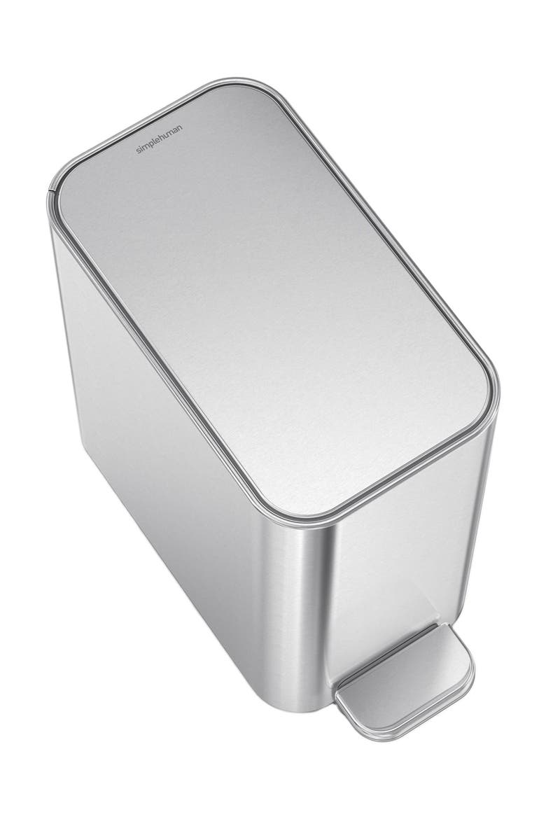 5L slim step can, Alternate, color, BRUSHED STAINLESS STEEL