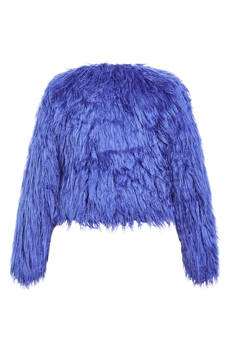 City Chic Blakely Faux Fur Crop Jacket, Alternate, color, Dazzling Blue
