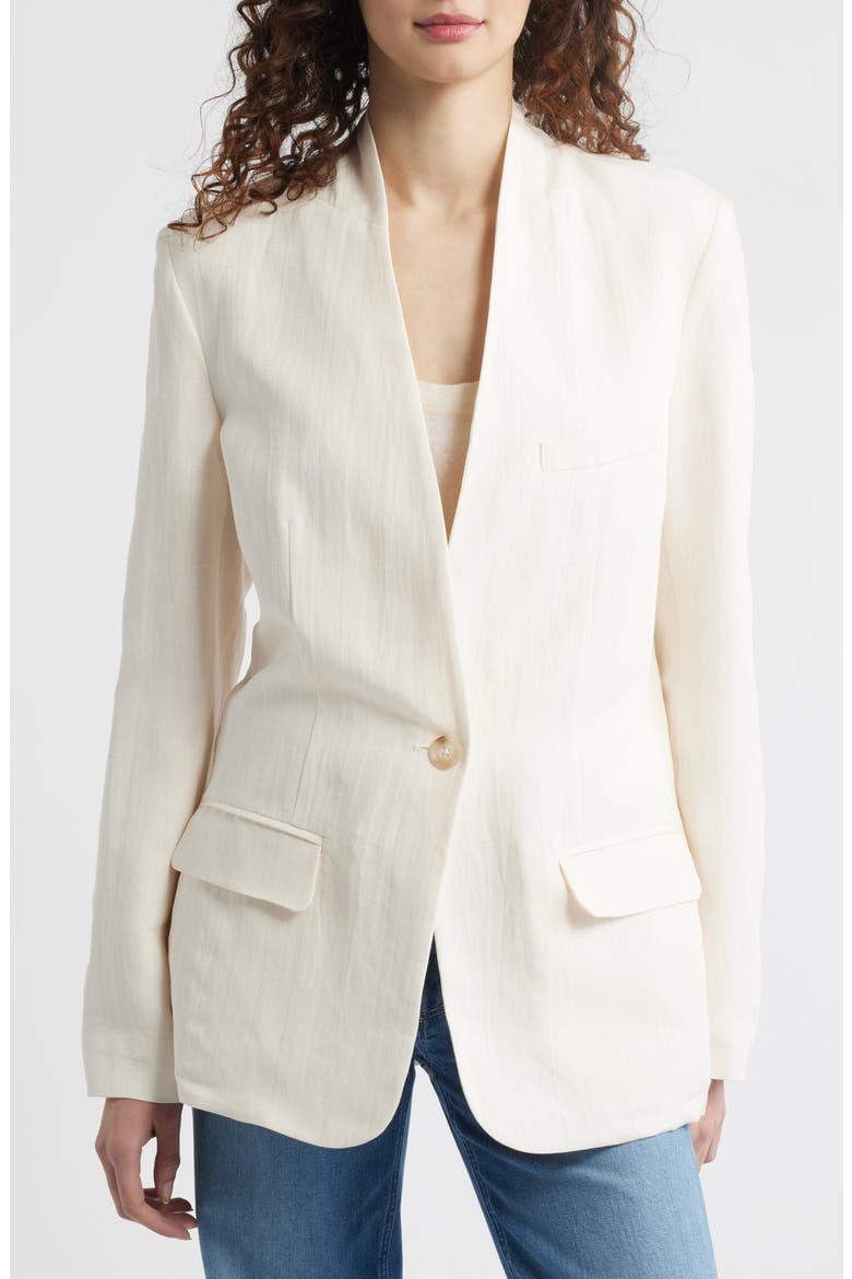 Linen Blend Blazer, Alternate, color, CHALK