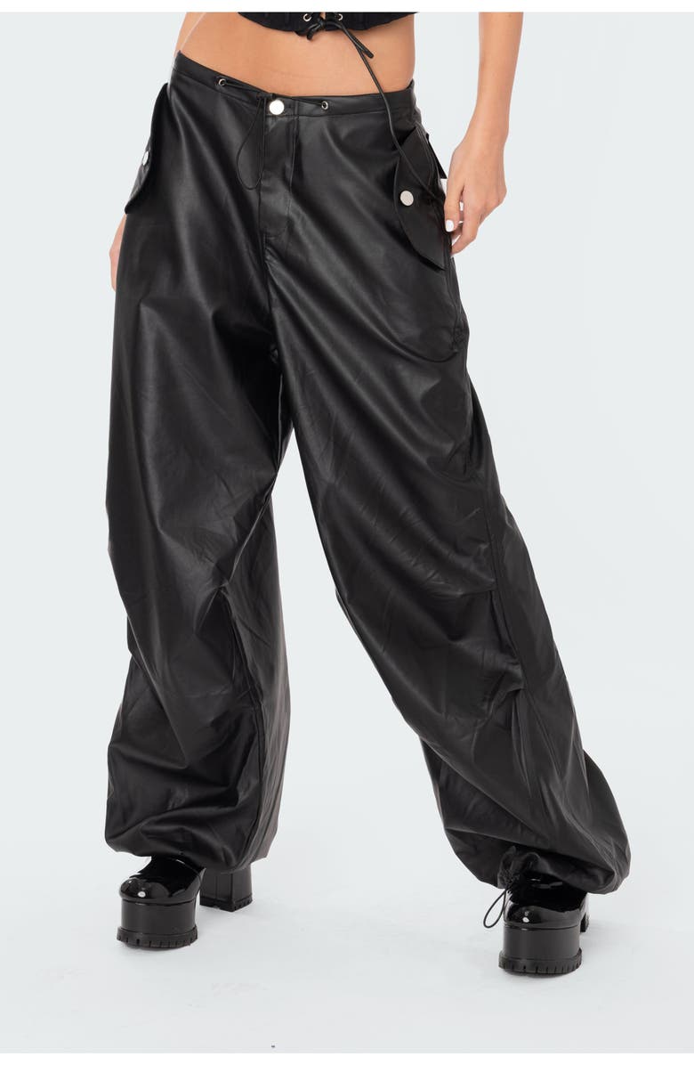EDIKTED Rebel Oversize Faux Leather Pants, Alternate, color, 
