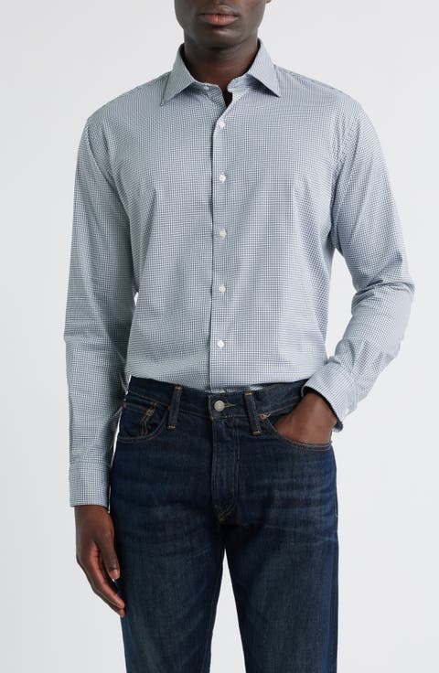 Jackson Crown Lite Microcheck Performance Twill Button-Up Shirt