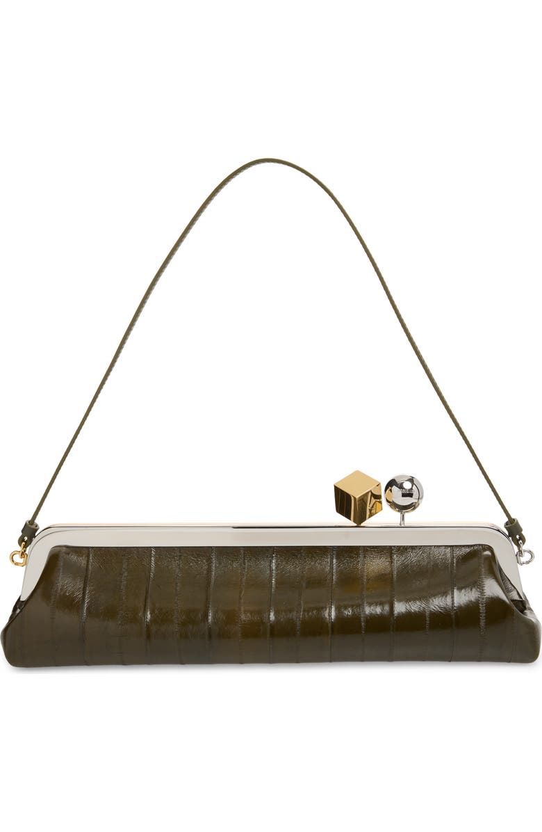 Jacquemus La Pochette Salon Leather Clutch, Alternate, color, Dark Khaki 580