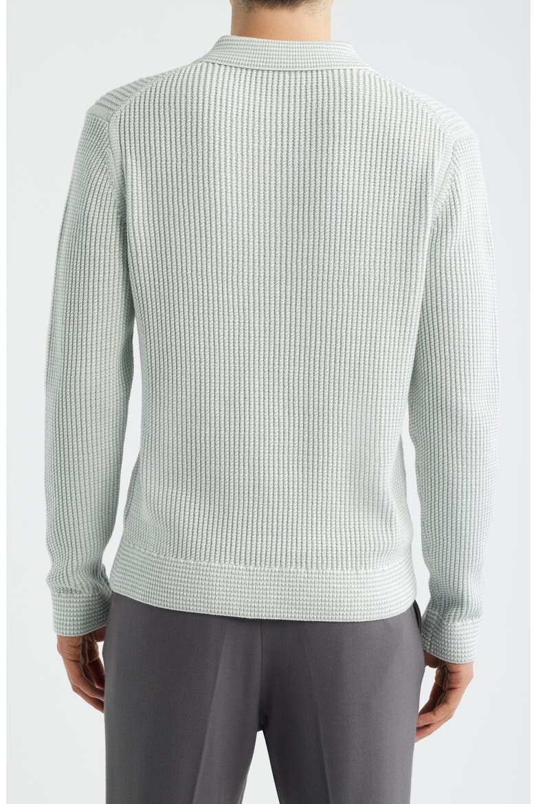 Dunbar Johnny Collar Sweater, Alternate, color, SOFT SAGE/ WHITE