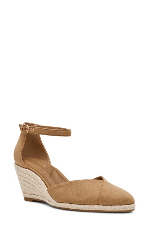 Anne Klein Wilmott Ankle Strap Espadrille Wedge Sandal In Nude