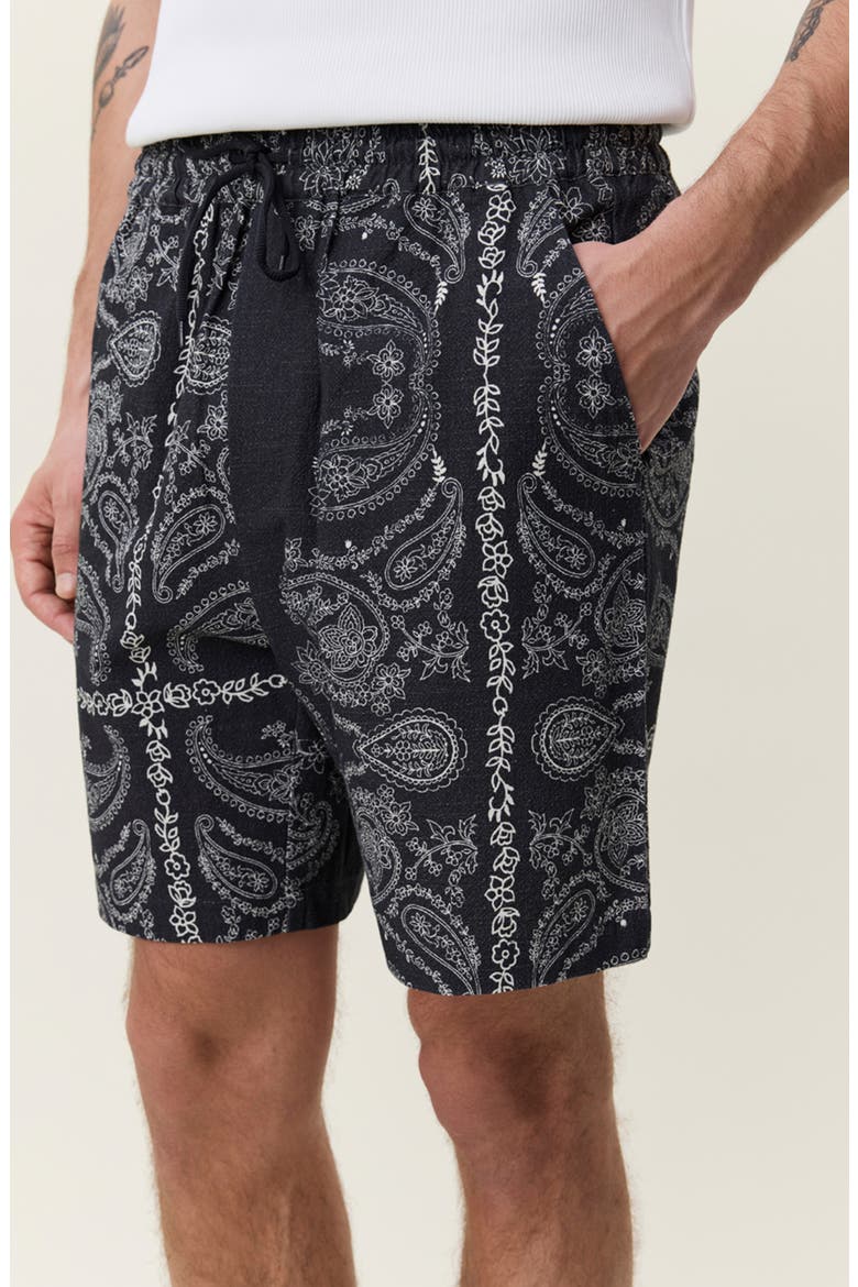 Paisley Organic Cotton Shorts, Alternate, color, TAP SHOE BLACK